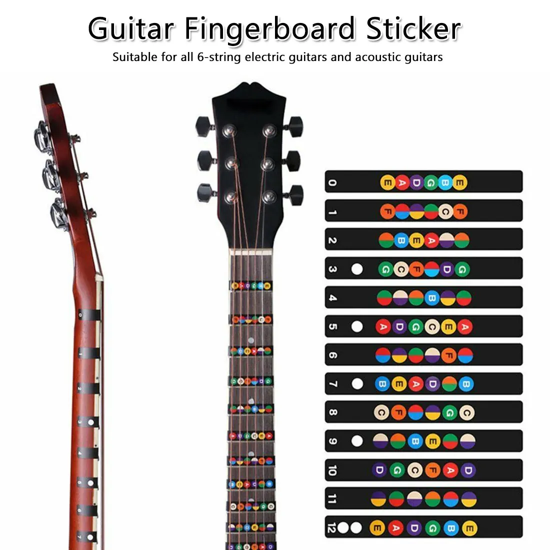

Universal Water Resistant Guitar Labels Guitar Fretboard Notes Map Labels Sticker for 6 String Acoustic Electric Guitar