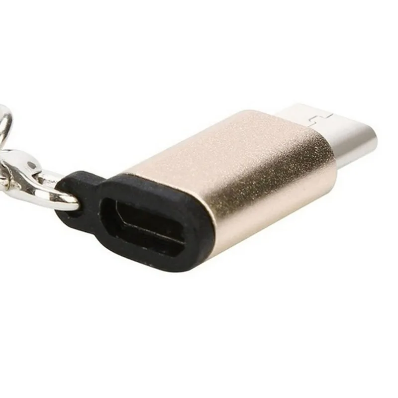 Адаптер для мобильного телефона type C USB-C к Micro USB адаптер с брелком алюминиевый разъем Microusb для Xiaomi huawei samsung - Цвет: 01 No chain