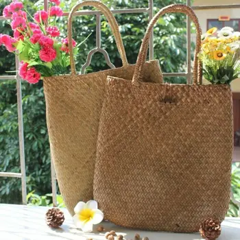 

Square Straw Beach Picnic Bags Vintage Handmade Woven Shoulder Bag Rattan bags Bohemian Summer Vacation Casual Outdoor Bags