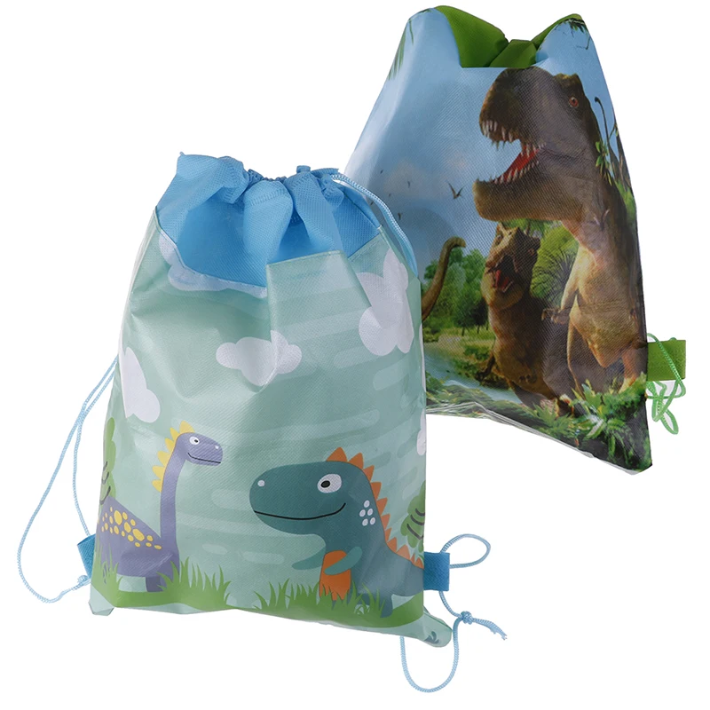 1 шт. мультфильм милый мотив динозавра украшают нетканые ткани Baby Shower Drawstring подарки сумки школьные рюкзаки подарок