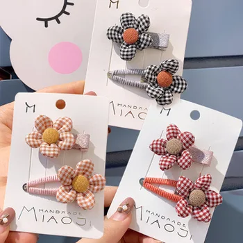 

Children's hair accessories cute princess plaid flower headdress hair clip girls hairpin small fresh BB clip side clip