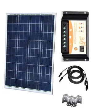 

Kit Solar Panel 12v 100w Solar Charge Controller 12v/24v 10A PWM Z Mount Bracket Pv Cable Motorhomes Caravan Car Camping LED