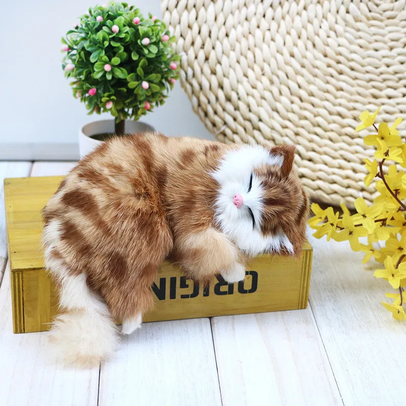 cat plush toys dolls Lovely Simulation Doll Plush Animal Cats Sleeping Real Life home decoration children toy gift