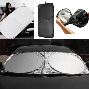 

Foldable Anti-UV Car Windshield Visor Covers Front Block Window Sun Shade Silver Car Accessory 150*70 cm