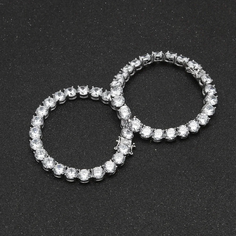 Хип-хоп ряд из 8 мм циркониевые круглые браслеты с Кубой, мужские браслеты с цепочкой, ювелирные изделия