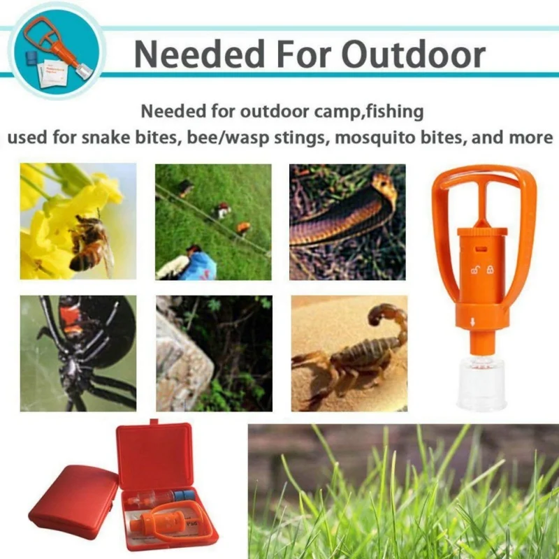 Outdoor Camping Survivor Venom Extractor Kit Safe First Aid Kit Safety Venom Protector for Snake bees Bite *