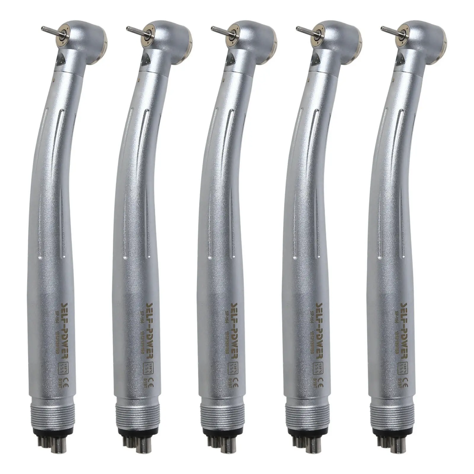 

5 PCS SELF POWER Fiber Optic Dental E-generator LED Large Head Triple Water Way High Speed handpiece 4 Hole