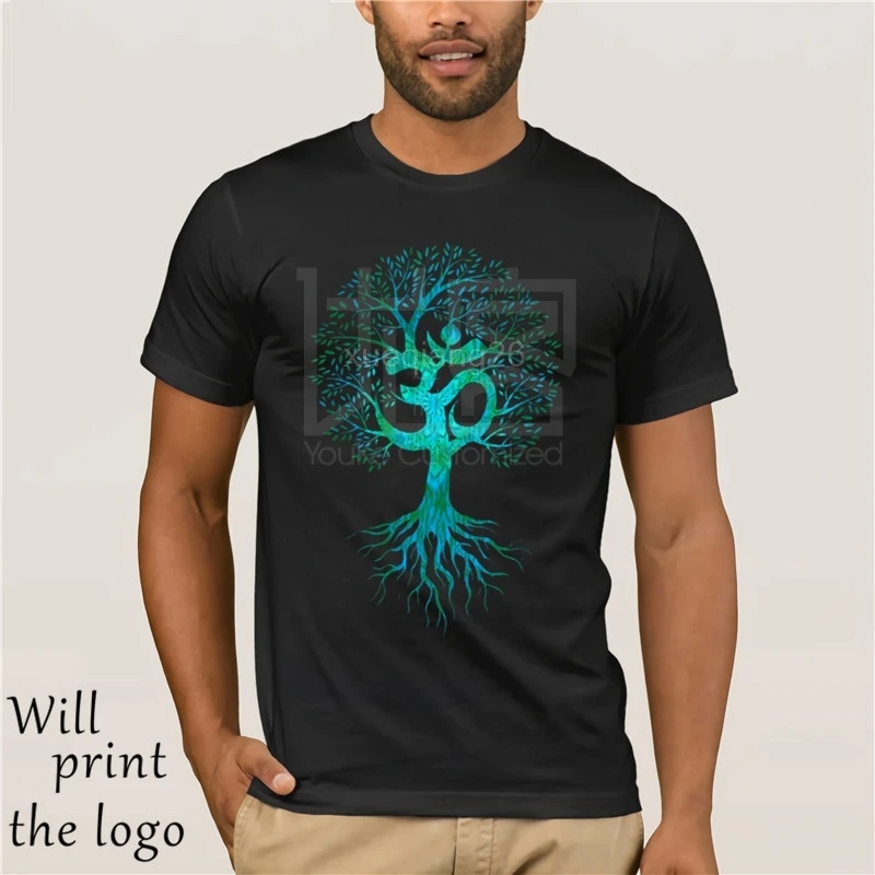 Gli uomini Maglietta Om Albero Della Vita T Camicia Nera T-Shirt Europa Magliette e camicette Magliette Tessuto di