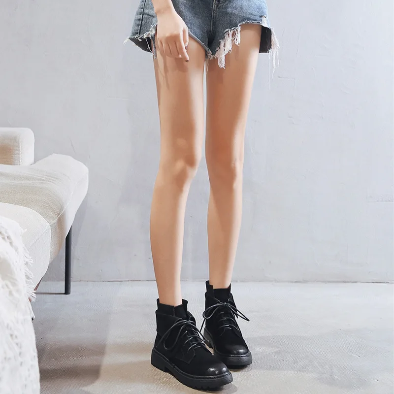 

W Red Man Handsome Martin Boots British Style Semi-high Heeled Dull Polish Short Boots Women's Spring And Autumn Single Boots 20