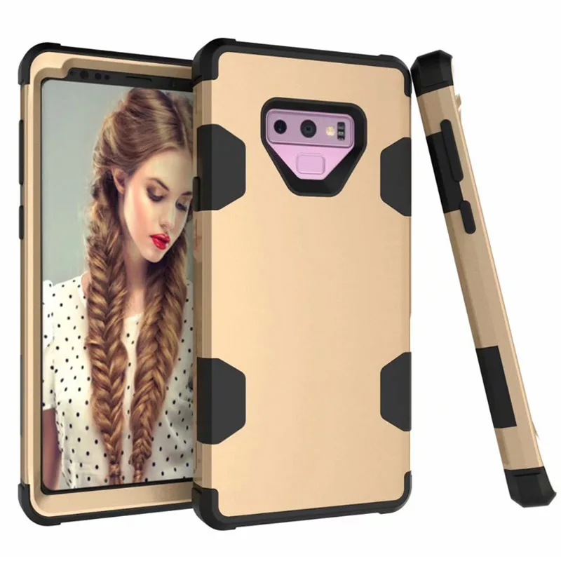 Противоударный чехол для телефона samsung Galaxy S10 S9 S8 Plus Note8 Note9 гибридный защитный бампер PC+ силикон - Цвет: golden-black