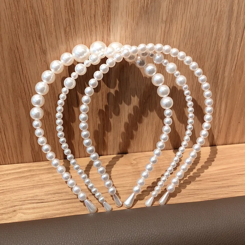 Elegant Big Pearl Headbands for Women Small Pearls Hairbands Girls Lady Turban Hair Hoop