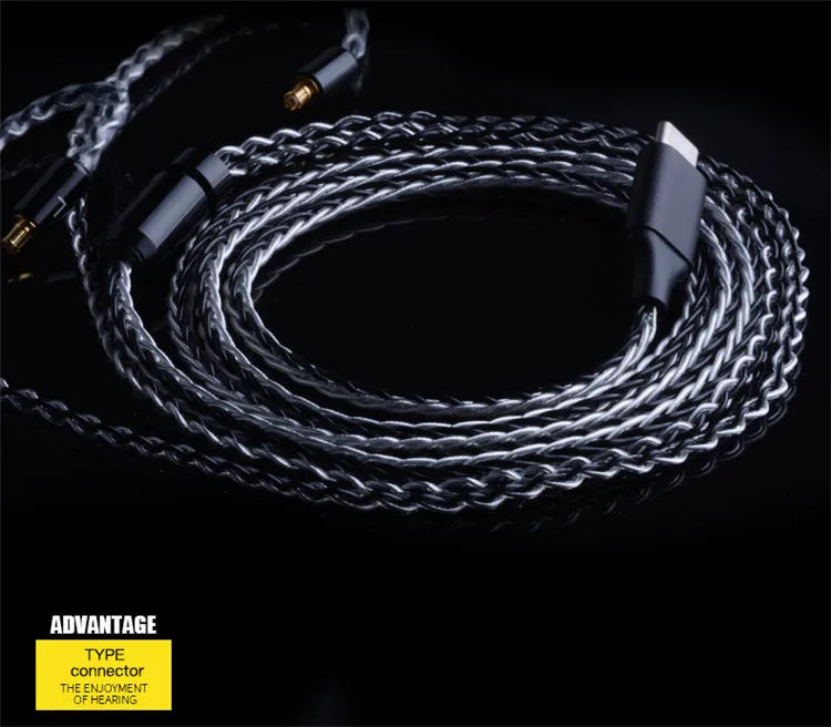 black silver 0.78 CABLETIME HIFI кабель для обновления наушников 0,78 провод акустический тип-c Замена аудио обновление провода OCC DIY HIFI наушники MMCX 1,2 м - Цвет: black silver 0.78