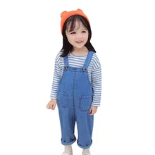 Штаны для девочек, детский весенний Повседневный однотонный мягкий свободный милый комбинезон принцессы, комбинезон на лямках