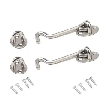 

Stainless Steel Window Door Buckle Cabin Hook Eye Latch Lock Silent Holders