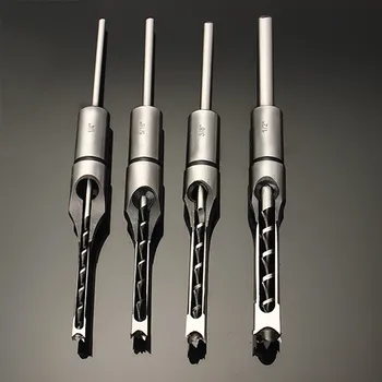 

6.3/8.5/9.5/12.7mm Woodworking Mortising Chisel Set Square Hole Drill Bit 1/2' 3/8' 5/16' 1/4' High Hardness HSS