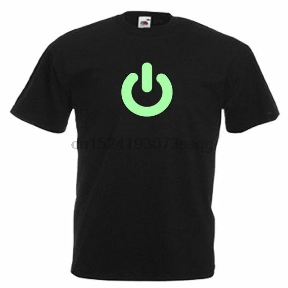 Power Symbol Button Glow in The Dark Ladies Tshirt T-Shirt Tee Top