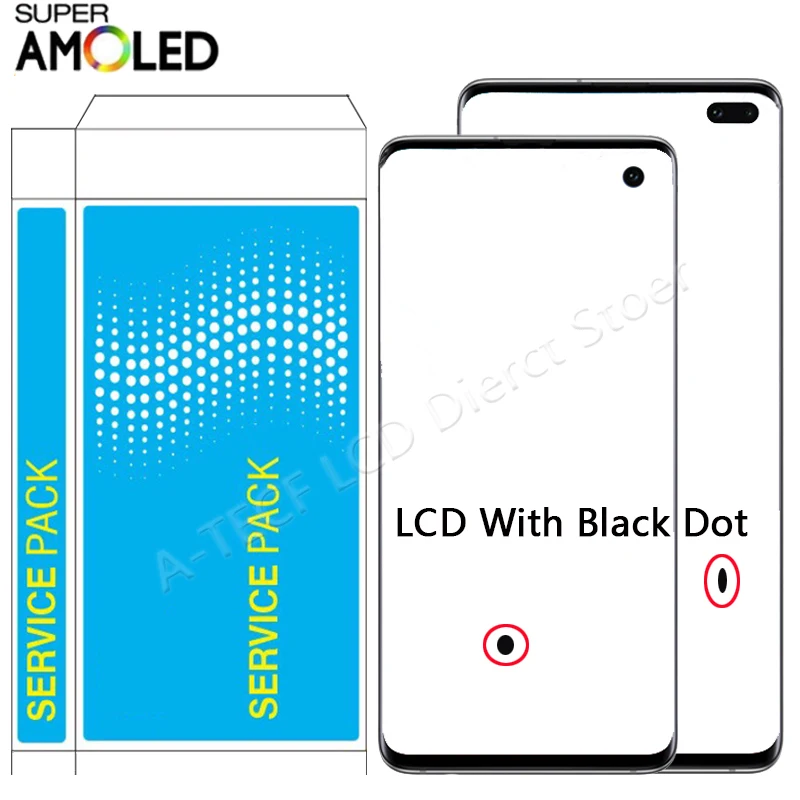 Super Amoled S10 Lcd Per Samsung S10 Plus Display Lcd Touch Screen Per G973F/Ds G973F G975/Ds G975F Lcd Black Dot