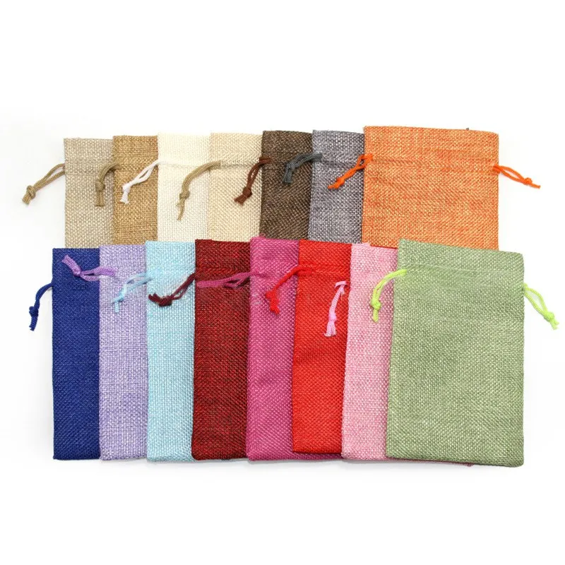 ##BUY 7x9 10x14 13x18cm Multicolor Cotton Linen Gift Pouches Display Drawstring Packing Gift Bags Pouches Jewelry Storage Packaging