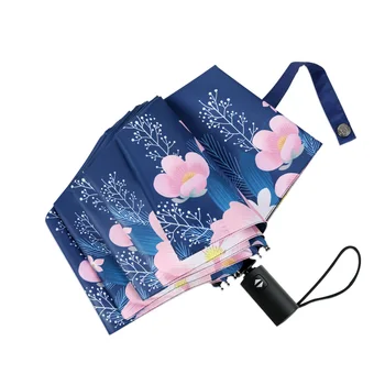 

Vintage Mini Automatic Umbrella Women Portable Folding Uv Protection Rain Sun Umbrella Black Coating Paraplu Rain Gear MM60YS