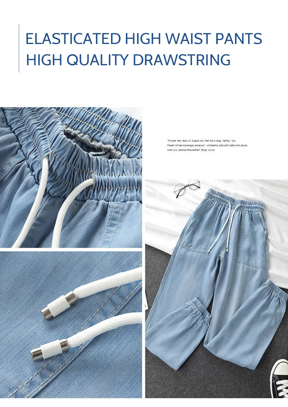 Fashion Casual Style Cotton Pants Leisure BF Harajuku Pants Summer Womens Elastic Waist Solid Basic Retro Loose Pants Trousers