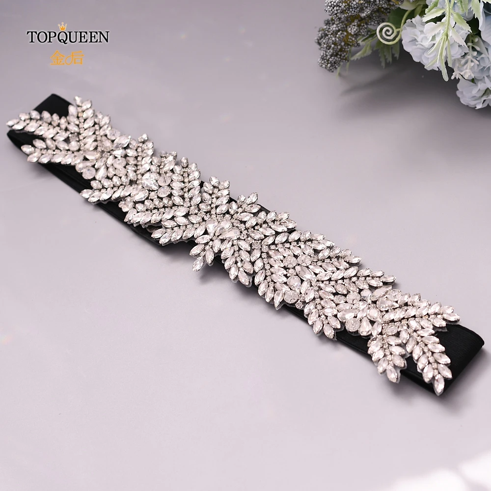 TOPQUEEN S420 эластичный пояс, стразы, пояс для невесты, платье со стразами, пояс с поясом размера плюс, нарядные ремни для женщин, пояс с лентой