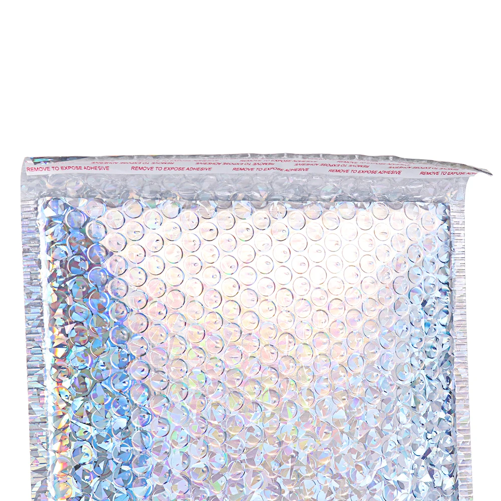 5pcs Laser gold Plastic Protective Wrap Envelope White Bubble Foam Packing Bags Clear Shockproof Bag Double Film Cushioning Bag