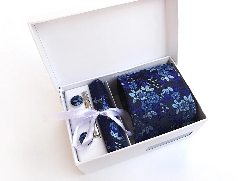 Подарочная коробка на заказ Персонализированные мужские галстуки Hankie запонки наборы Галстуки 8 см в горошек Полосатый галстук для мужчин Свадебная вечеринка