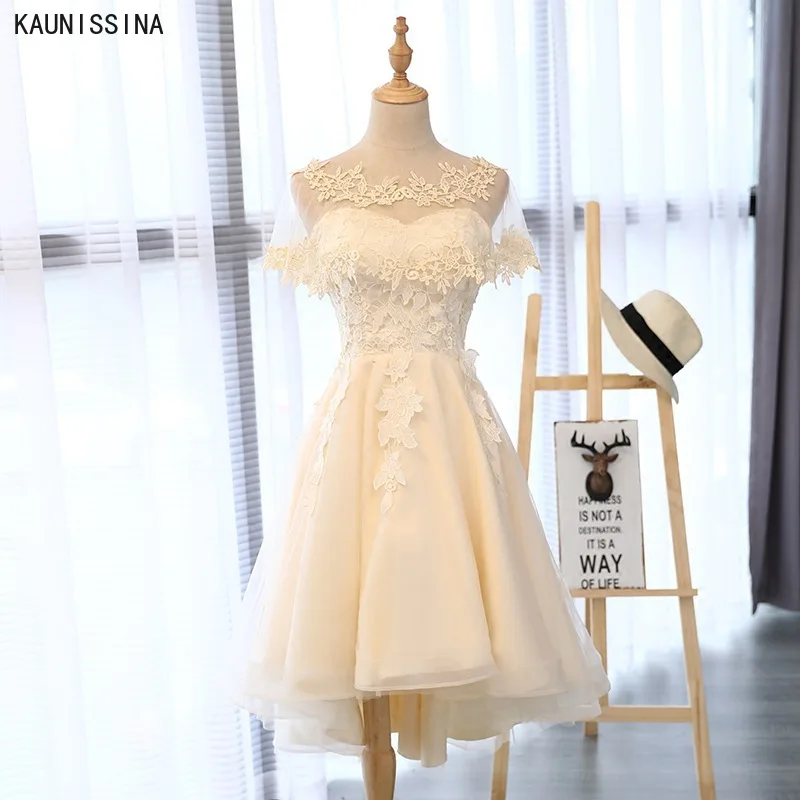 

Women Cocktail Dresses Sweetheart Champagne Formal Gown Appliques Back Off the Shoulder Celebrity Dresses Party Vestidos