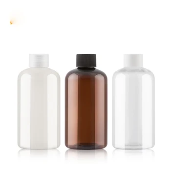 

30pcs 250ml clear brown screw top plastic bottles 250CC Pearl Empty cosmetic containers have liquid stopper