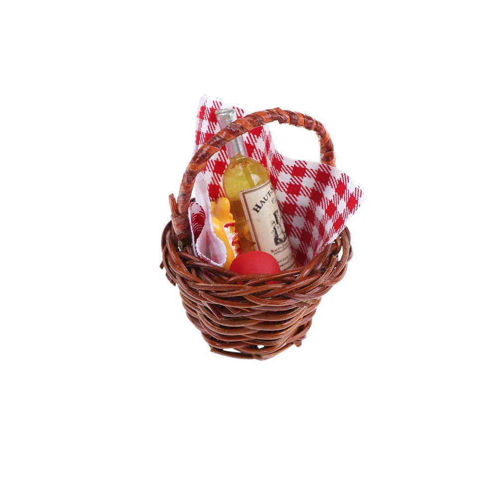 

Dinning Fruit Bamboo Basket Wine Bannana 1:12 Dollhouse Miniature Food Toy 1/12 Scale Food Dolls House Miniature Accessories