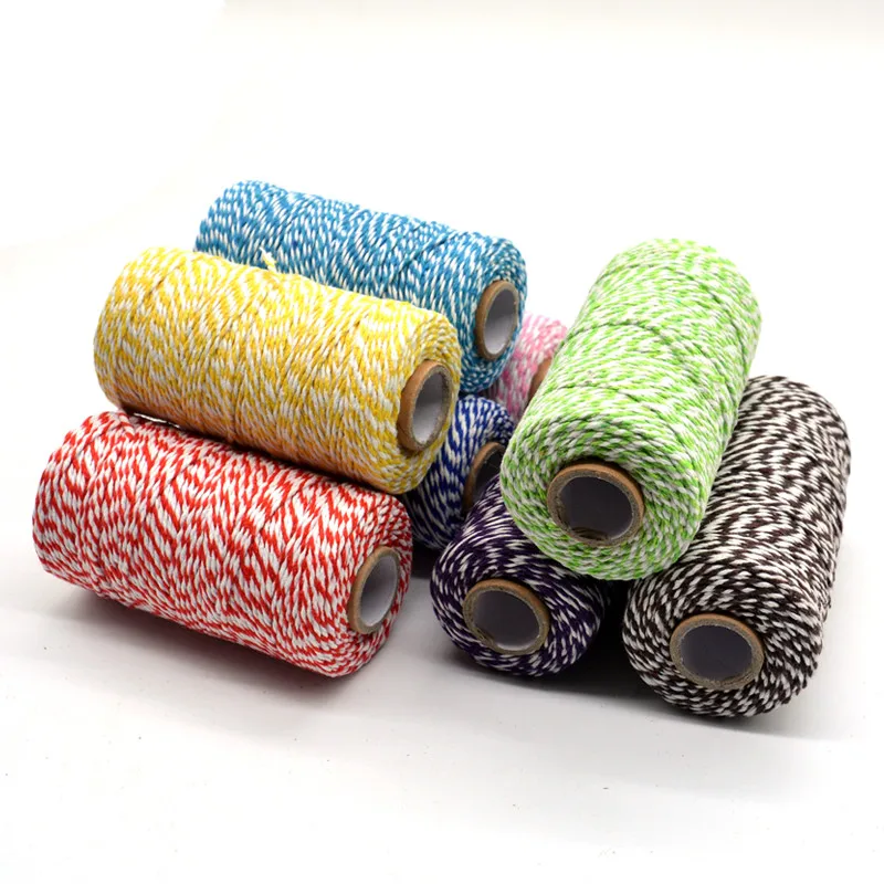 Cotton Cord Baker Twine Colorful Cotton Crafts Twine Macrame Cord String DIY Home Textile Gift Wrapping Wedding Decor 100M/Roll cotton rope macrame cord