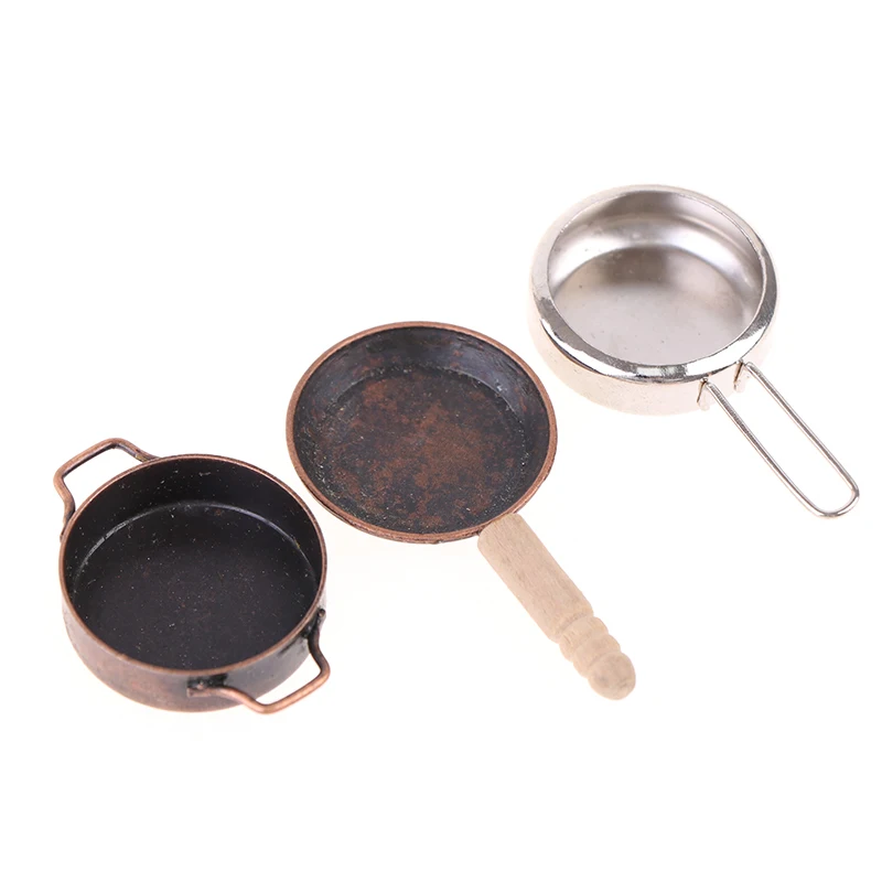 1pc Ware Play Kitchen Toy Pot Boiler Frying Pan Dollhouse Miniature Kitchen Cooking Alloy
