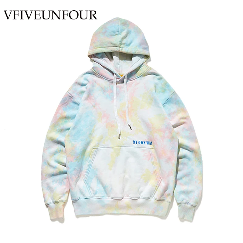 

VFIVEUNFOUR Oversize Tie Dye Graffiti Print Fleece Hoodies Pullover Hooded Sweatshirts Mens Harajuku Hip Hop Tracksuit Hipster