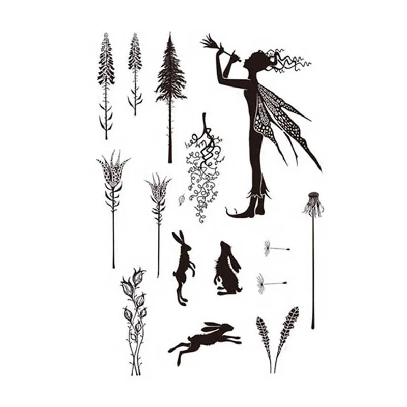 

Tree Background Fairy Clear Stamps for DIY Scrapbooking Silicone Seals Crafts Stencil Making Album Paper Card Sheet Decor Stamps