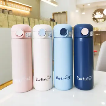 

420ml Cartoon Thermos Mug With Straw Portable Cute Insulated Cup Stainless Steel Vacuum Flask Thermal Water Bottle For Gift