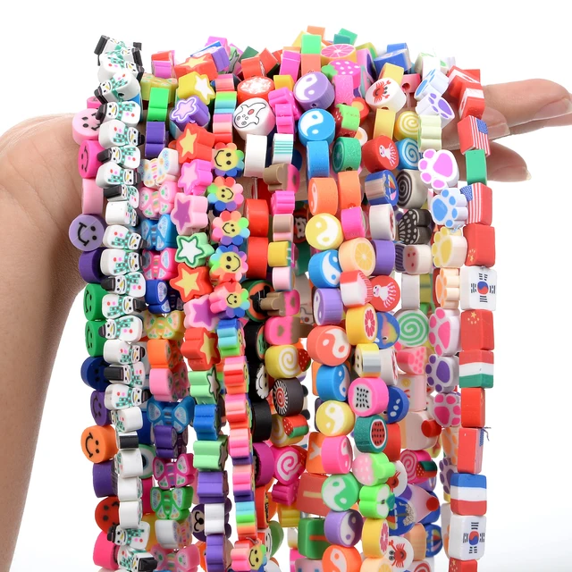 45Styles 10mm Polymer Clay Beads Spacer Loose Beads for Jewelry Making DIY Handmade Charm Bracelet Necklace Accessories 30Pcs 2
