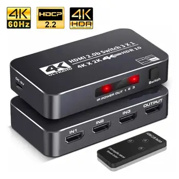 

Mini HDMI Switcher 4K HDMI 2.0 Switch 3 in 1 out HDMI Switch Selector Splitter With Remote Controller For HDTV DVD TV Accessory