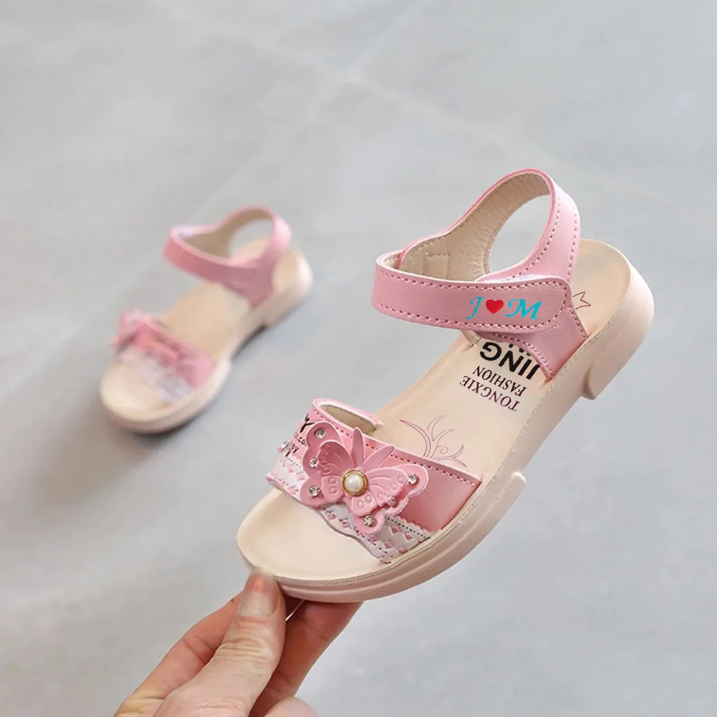 Kids Shoes Children Leather Girls Cute Shoes Fashion Leather Anti Slip Solid Hook& Loop Kid Shoes Casual PU Flower Shoes