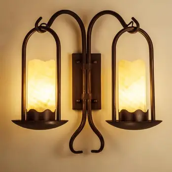 

American retro iron imitation marble minimalist living room wall lamp aisle stairs bedroom creative personality bedside GY254