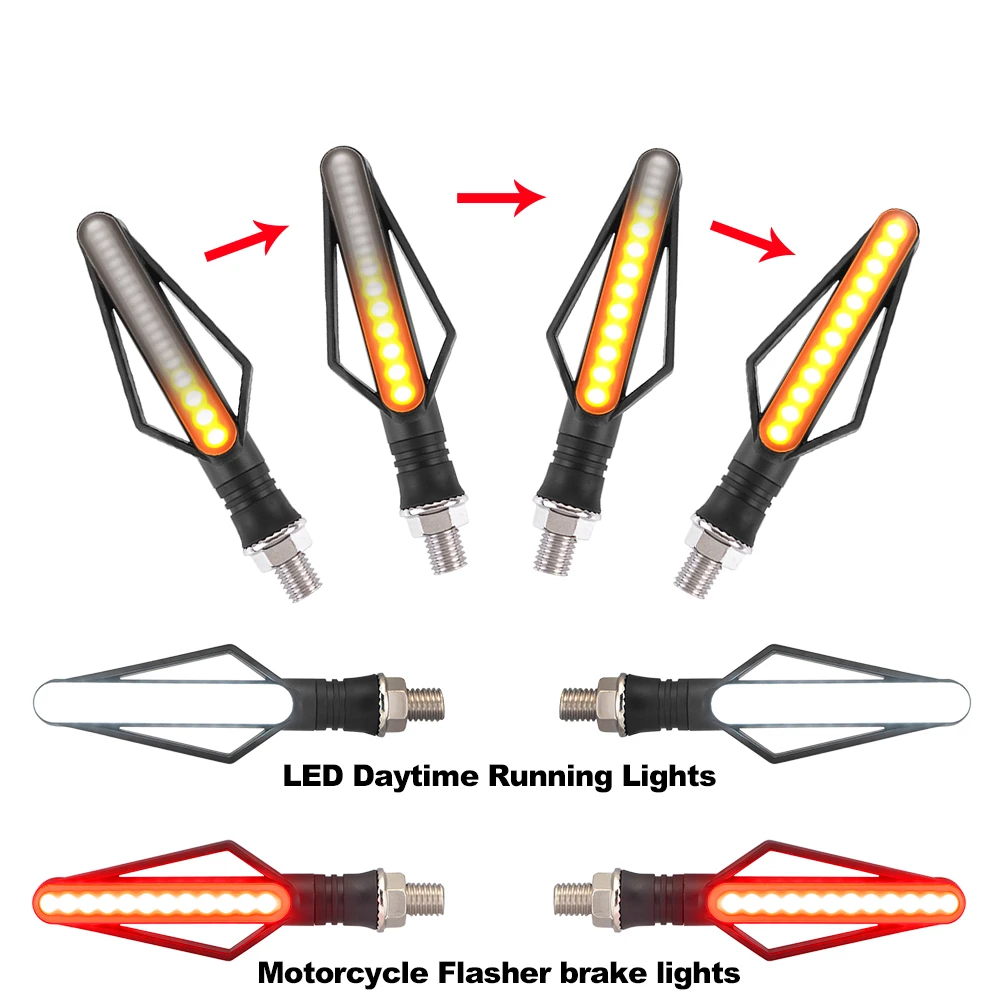 

4PCS Motorcycle Led Turn Signals Flowing Water Blinker Flashing Light Brake Flasher Light For Motorcycle Flasher Light Indicator