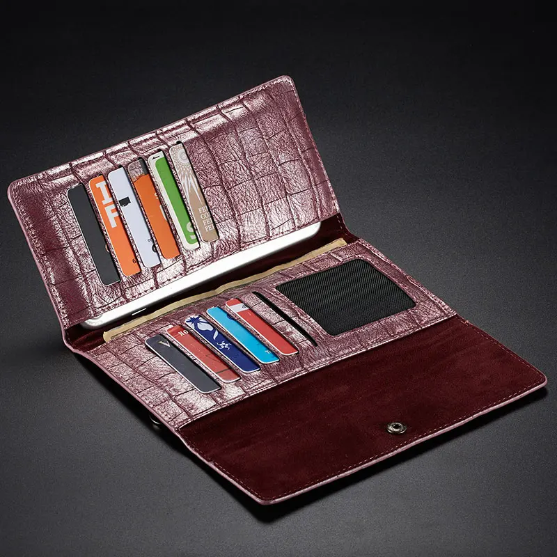 WHATIF 6,5 дюймов Универсальный чехол для телефона, сумка, чехол для SAMSUNG Note 10 9 Iphone XS Max 8 Plus, кошелек из крокодиловой кожи со слотом для карт
