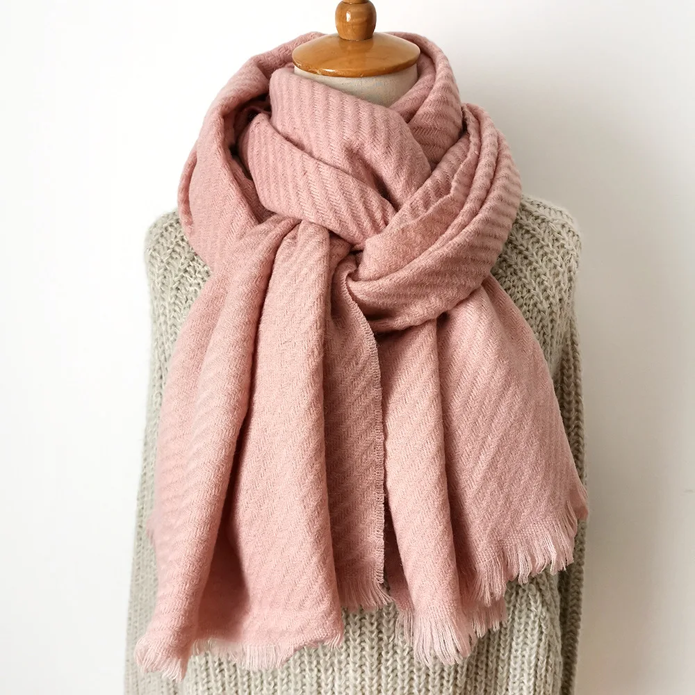 color 2 Solider цветной вязаный шарф из кашемира пашмины длинный шарф толстый теплый Модный зимний шарф роскошный подарок для женщин дам - Цвет: color 2