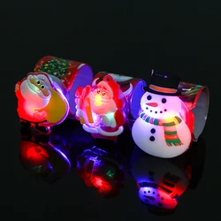 Bracelet lumineux Led de noël pour enfants, 3 pièces, anneau à claquettes bonhomme de neige, ornement de noël, cadeaux du nouvel an 