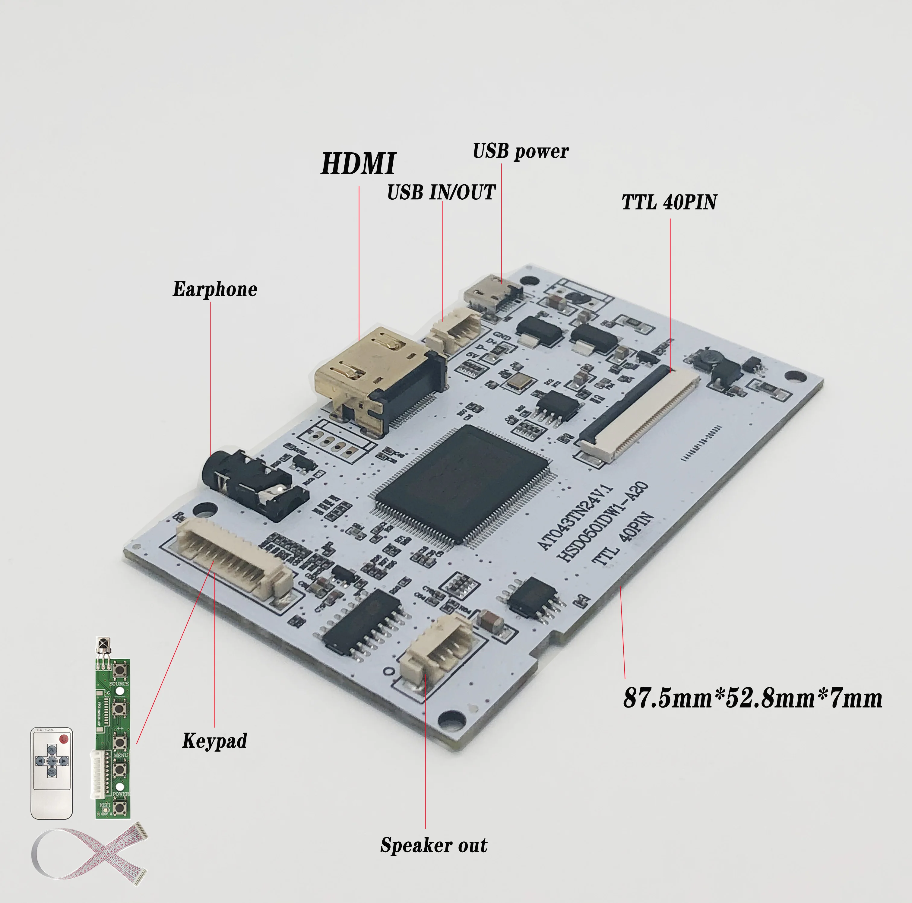 Плата управления HDMI LVDS динамик наушники для 40-контактного ЖК-экрана AT043TN24 V.1 480(RGB)×