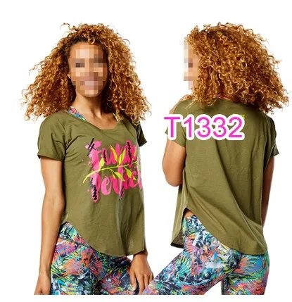 Новые женские топы, одежда для бега с принтом, женские майки, топы, футболки T1132 - Цвет: dT1132 green