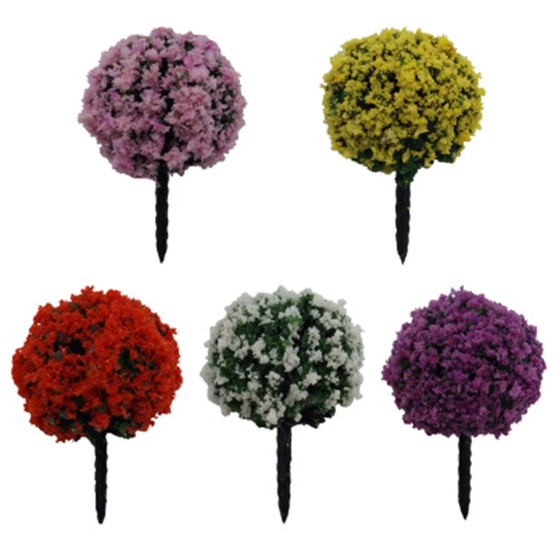 5PCs/Lot Fairy Garden Miniature Tree Flower Ball Model Mini Landscape Ornaments For Home Xmas New Year Decoration Color Random