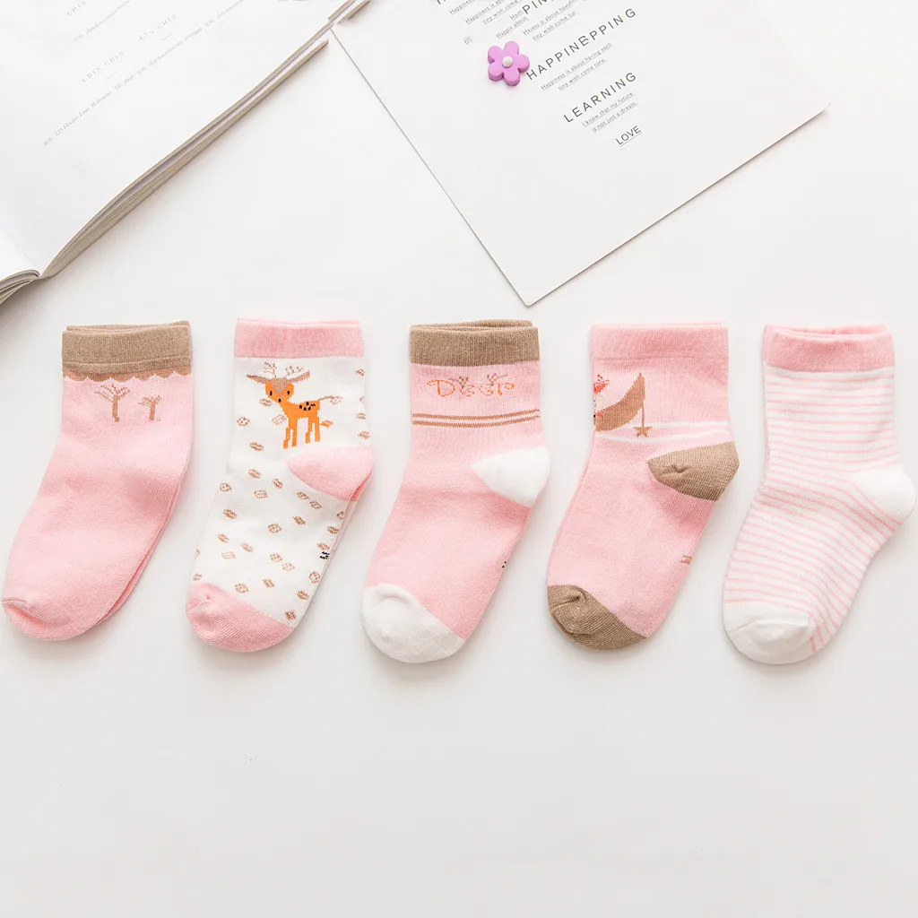 5 пар носков для малышей удобные хлопковые детские носки с героями мультфильмов для новорожденных дикие носки Модные осенне-зимние носки M810