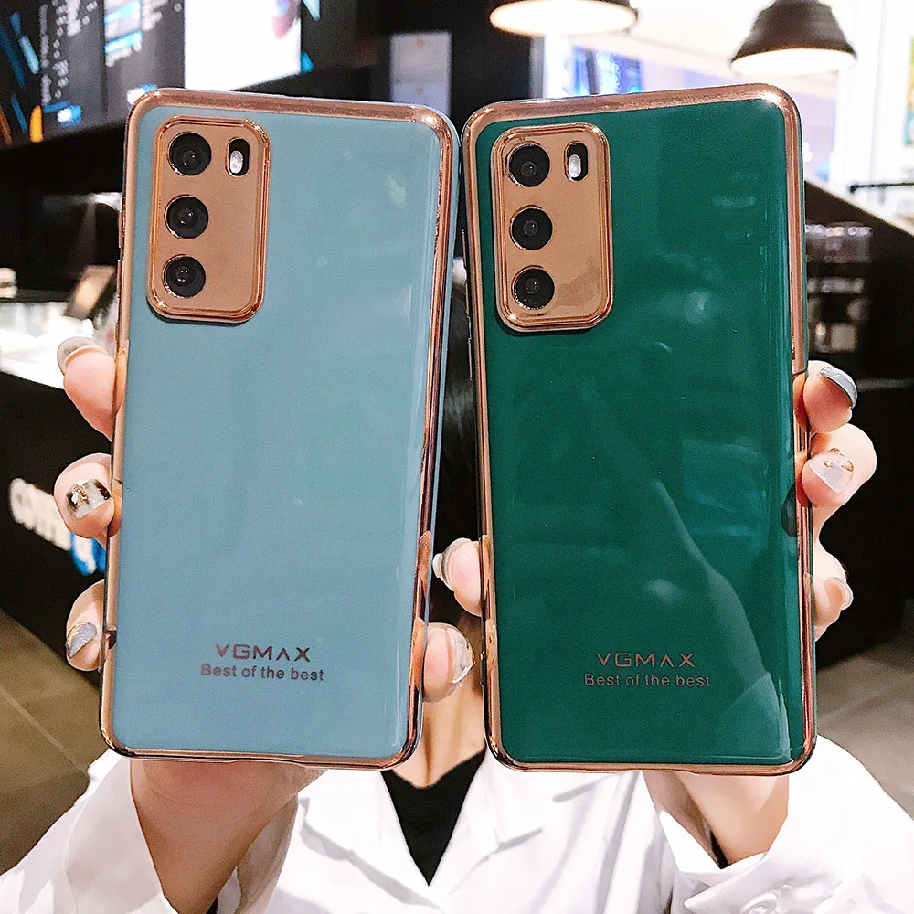 Solid Color Camera Protection Phone Case For Huawei P40 P30 Pro Lite Mate 20 30 Nova 5 Plated Soft TPU Cover | Мобильные телефоны и