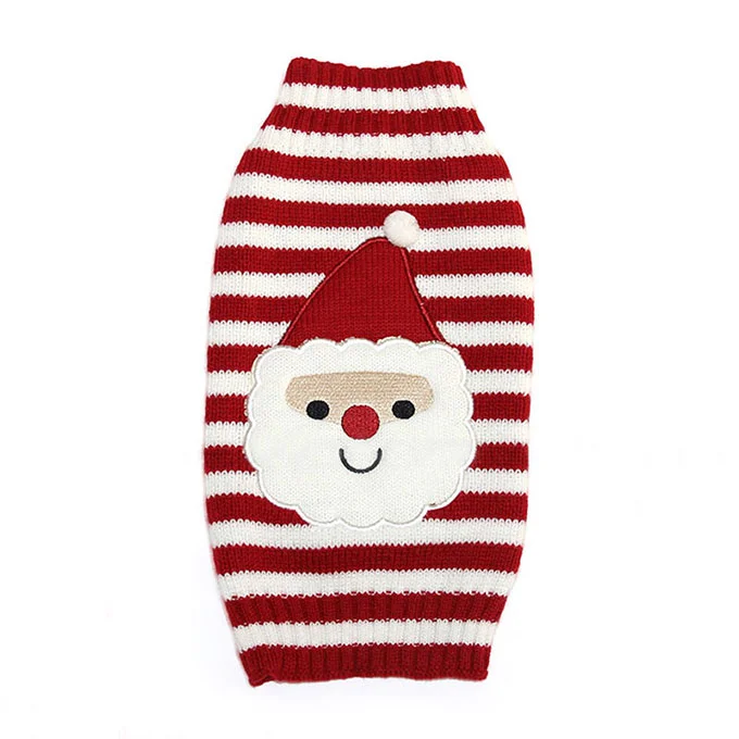 M питомец собака щенок Рождественский костюм вязаный свитер одежда Санта Клауса - Цвет: White and red