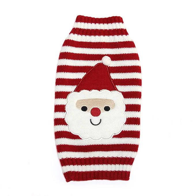 White and red M питомец собака щенок Рождественский костюм вязаный свитер одежда Санта Клауса - Цвет: White and red